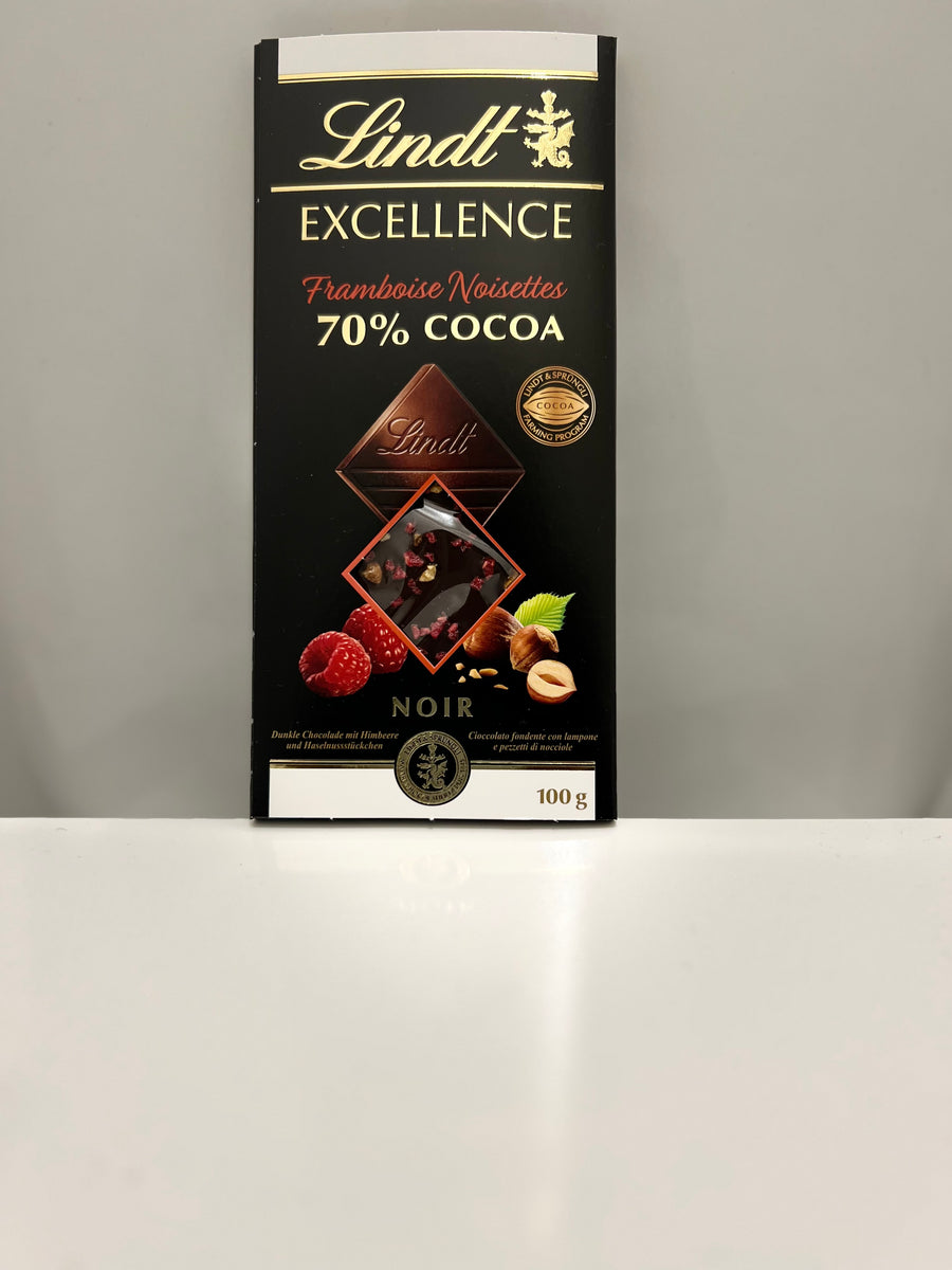 Lindt EXCELLENCE chocolat noir Framboise Noisettes tablette de 100g –  CotidienGab's