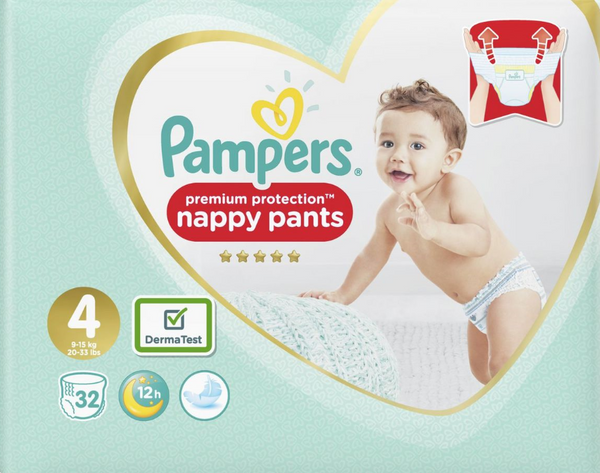 Pampers Nappy Pants Premium Protection Couches-Culottes Taille 4, 32  Culottes